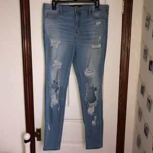 Hollister Light Distressed High Rise Skinny Jeans